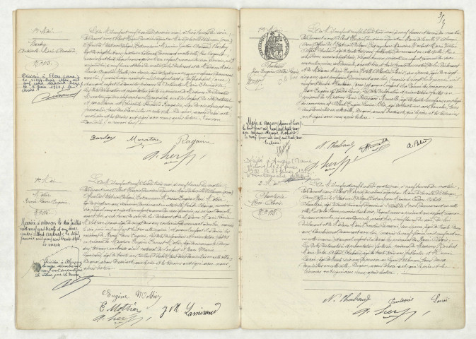 Acte de naissance de BARBEY Antoinette Marie Armande (1er mai 1909),acte de naissance de MOTIER Renée Laure Eugénie (1er mai 1909),acte de naissance de CHABAUD Jean Eugène André Louis (1er mai 1909),acte de naissance de CHANTEPIE René Clovis (2 mai 1909)