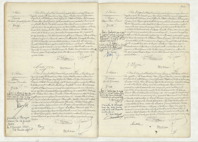 Acte de naissance de GRENON Fernande Georgette Joséphine (3 février 1903),TERRY Geneviève Ernestine (2 février 1903),CHYPRE Etienne Pierre Marcel (3 février 1903),NICOUX Emile Germain (5 février 1903).