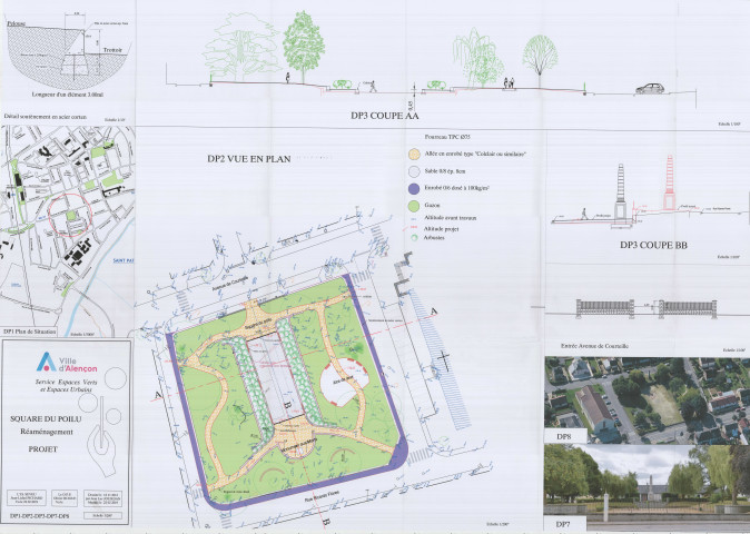 Square du Poilu, réaménagement, projet (Jean-Luc Jourdan, éch : 1/200, 12/11/2012, modifié le 22/02/2019) (83x58.5).