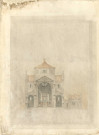 Église Saint Pierre de Montsort, coupe façade postérieure, plan, Ewald Bréasson (éch: 1/100, 51 x 68 cm, 01/12/1875).