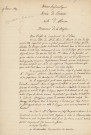 Rivière la Briante, aménagement du barrage de la Bique (8 janvier 1829) : arrêté préfectoral ; établissement d'un barrage dans le lit de la Briante (rue des Fossés de la Barre) (8 mai 1838-12 janvier 1839) : correspondance.
