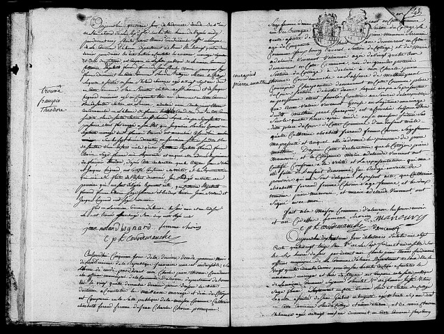 Acte de naissance de TROUVE François Théodore (15 octobre 1793),acte de naissance de COURAPIED Pierre Mathieu (15 octobre 1793),acte de naissance de Pierre Denis enfant trouvé (18 octobre 1793).