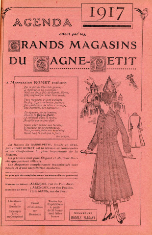 Grands Magasins du Gagne-Petit, publicité : agenda (1917) (2 exemplaires).