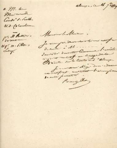 Rivière la Briante, curage de la partie de son cours comprise entre la limite de la commune de Damigny et le pont de la rue de Bretagne (17 juillet - 22 septembre 1849) : arrêté municipal, correspondance, pétition, notifications, état nominatif des propriétaires de la section D à G, notes.
