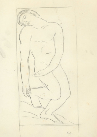 Monument aux morts, étude pour ceux de 39-45 (graphite, trait) (23 x 32 cm) (René Letourneur, monogrammé en bas à droite RL).