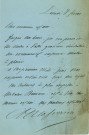 Lettre autographe de Louis Adolphe Delaferrière dit Laferrière adressée à Léon Bienvenu, directeur du "Tintamar", s'excusant de ne pouvoir se rendre à une invitation.