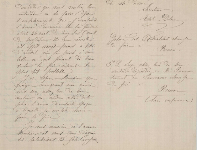 Foire de la Chandeleur (1875-1879), demandes de boutiques sous la coupole de la Halle au Blé, sur la place d'Armes : états nominatifs, correspondance, flyers, plans, mémoires.