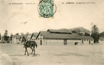 La Normandie, Alençon (Orne), la caserne, le quartier de cavalerie, carte postale ancienne noir et blanc n°98, la C.P.A. Paris (Date d'utilisation : 02 janvier 1907), (14x9),AMA.