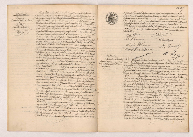 Acte de mariage de DUCREUX Ernest Arthur Almire et DE WEVER Camille Albertine (22 Août 1908), Transcription d'un Jugement de Rectification d'Acte de mariage BRISOLIER et BOUILLON (24 Août 1908).