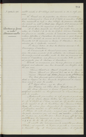 Assistance obligatoire aux vieillards infirmes et incurables, admissions nouvelles et mutations diverses. Assistance aux femmes en couches, admissions nouvelles