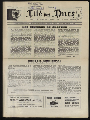 Cité des Ducs, bulletin municipal officiel de la Ville d'Alençon n°5 (juillet 1966).