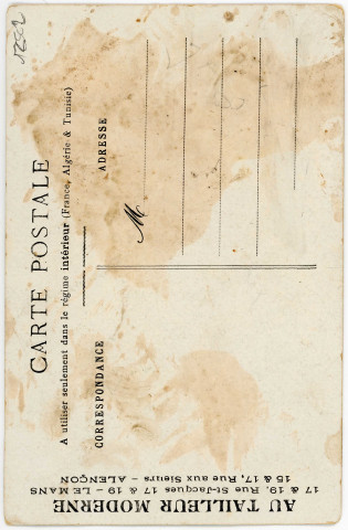 "Au tailleur moderne", communication : carte postale publicitaire, collection particulière.