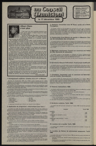 Alençon Notre Cité, journal d'information municipale et districale n°86 (février 1986).
