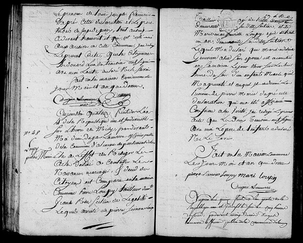 Acte de naissance de Louis Joseph François enfant trouvé (31 août 1796),acte de naissance de LOUPY Pierre Marie (30 août 1796),acte de naissance de LAVEILLE Jean Gilles Victor (1er septembre 1796).