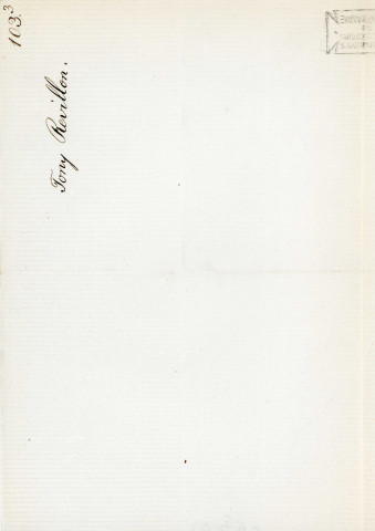 Lettre autographe signée de l'écrivain Tony Révillon à l'acteur Adolphe Laferrière (sd) .