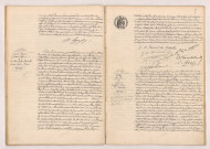 Transcription d'un jugement de divorce de MERCIER et MAUPOU (12 mai 1909), Acte de mariage de Comte de SPARRE Gustave Marie et DE FROMONT DE BOUAILLE Yvonne Louise Marie (15 mai 1909), Acte de mariage de VITTOZ Joseph veuf DERET et YZEUX Léontine Rose veuve CHEVALLIER (15 mai 1909).