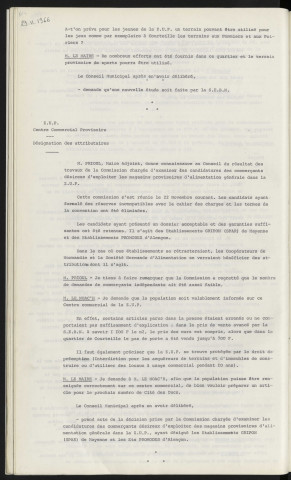 Z.U.P., équipements sportifs, projet. Z.U.P., centre commercial provisoire, désignation des attributaires.