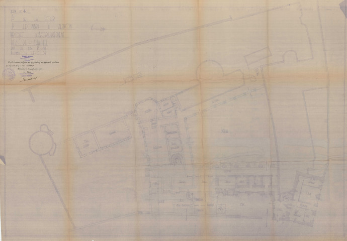 Agrandissement du Carmel, projet, rez-de-chaussée (ech : 1/100, Marcel Mezen) (28 mars 1938), dessin n°4.