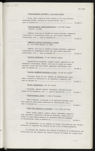 Marché de gré à gré divers pour acquisition de matériaux de construction et articles divers au cours de l'exercice 1970.