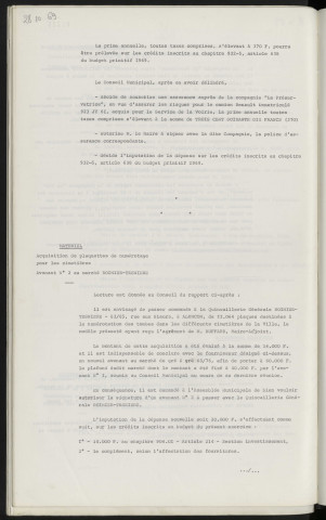 Assurance automobile, assurance d'un camion Renault destiné au service d'entretien de la voirie. Matériel, acquisition de la plaquette de numérotage pour les cimetières, avenant n°2 au marché ROIMIER-TESNIERE.