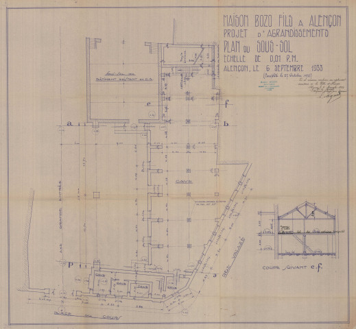 permis de construire n°25, Agrandissement d'une maison d'habitation Rue et Place Valazé et du Cours Alençon, (date de décision : 1933), (auteur du projet, architecte : MEZEN Albert).