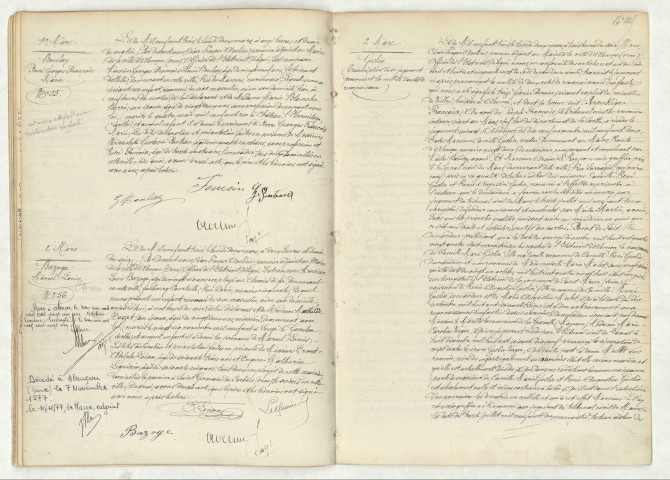 Acte de naissance de BOULAY Pierre Georges François Marie (1 mars 1903),BAZOGE Marcel Louis (2 mars 1903),transcription d'un jugement pour annulation de reconnaissance de GESLIN Camille Marie (15 décembre 1884).