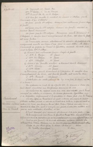 Registre des délibérations du conseil municipal (05 juillet 1937 - 25 septembre 1940).
