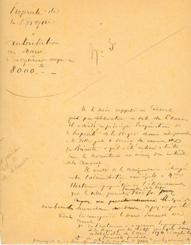 Rivière la Briante, acquisition de la propriété du lavoir de la Bique (Rue des Promenades) pour le vannage : correspondance, enquête commodo et incommodo