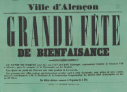 Grande fête de bienfaisance, avis à la population : affiche typographique verte (84x62), E. De Broise imprimeur et lithographe