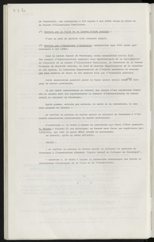 Centre social et culturel de Perseigne, convention de gestion.