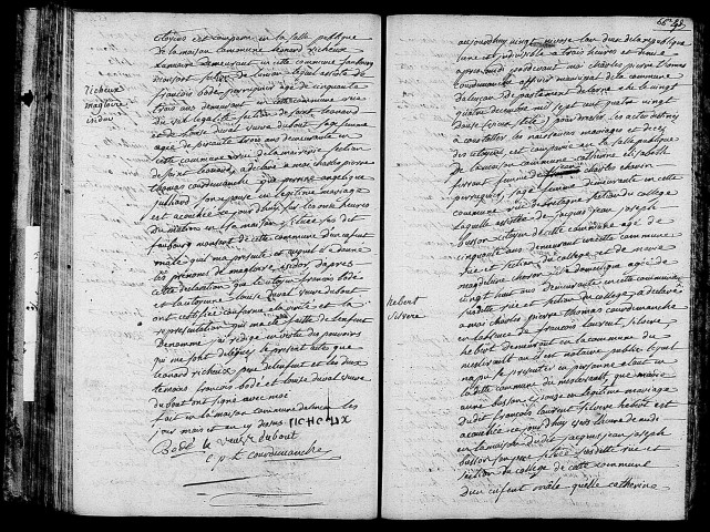 Acte de naissance de RICHEUX Magloire Isidore (9 janvier 1794),acte de naissance de HEBERT Silvère (9 janvier 1794).