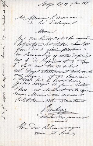 Foire de la Chandeleur (1871), demandes de boutiques sous la coupole de la Halle au Blé, sur la place d'Armes : états nominatifs, correspondance, flyers, plans, mémoires.
