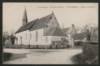 Colombiers (Orne), La Normandie, environs d'Alençon, église et presbytère, carte postale ancienne noir et blanc, Poret-Garnier, éditeur, sd, (14x9), acquisition 2021, AMA.