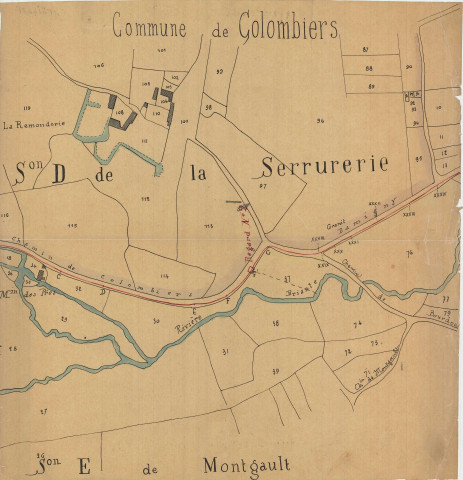 Colombiers, Rivière de la Briante, canalisation projetée [1889],