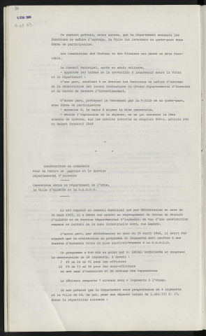 Construction d'un centre départemental d'incendie et d'un centre de secours d'arrondissement, maitrise de l'ouvrage au département, bordure de la zone industrielle Nord rue Ampère. Construction de logements, pour le centre de secours et le service départemental d'incendie, convention entre le département de l'Orne, la ville d'Alençon et la S.E.M.D.O.
