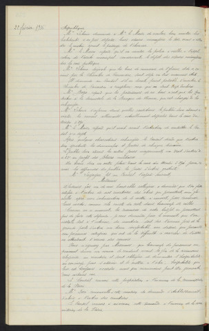 Transfert du débit de boissons tenu par Mme Veuve JOSEPH 33Rue aux Sieurs au 25 Rue du Bercail, proche de l'église Notre Dame observation de M. LEBOUC. Ordures ménagères soit déposer le matin et non le soir, demande de M. LEBOUC. Mauvais état des bons de monnaie de 1 et 0,50 franc, observation de M. LEBOUC. Canons Allemands déposés dans la cour du musée d'Ozé, visite du public, demande de M. LEBOUC. Entrée des cimetières soit édifier des abris, installation de banc, demande de M. LAGOGUE