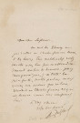 Lettre autographe signée de l'écrivain Amédée de Rolland à l'acteur Adolphe Laferrière [12 novembre 1860] .