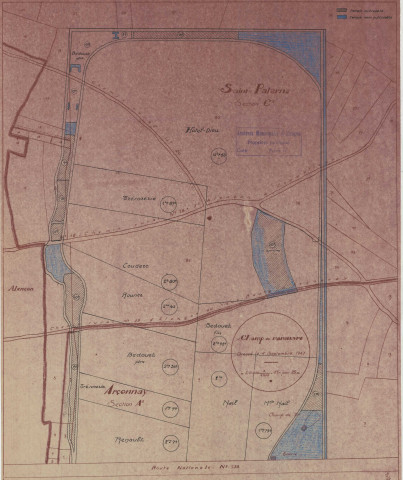 Champ de manoeuvre, terrain cultivable, terrain non cultivable (éch : 1/2500, 4/09/1947).