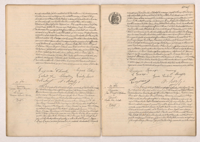 Acte de mariage de RIGUET Esther Eloi Désiré et CHARLE Clémence Eugénie Veuve ERTEL (16 Novembre 1908), COUASNON Georges Louis Prosper et MENAGER Lucienne Amélie Louise (21 Novembre 1908), LEMOINE Jean Ernest Alphonse et GOUPIL Louise Léa Juliette (27 Novembre 1908).
