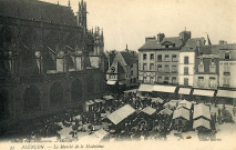 Alençon (Orne), le marché de la Madeleine, carte postale ancienne noir et blanc n°33, cliché Martin, Peslier-Greslebin édition, ND phot, (Date d'utilisation : 28 janvier 1912), (14x9), AMA, 2 exemplaires.