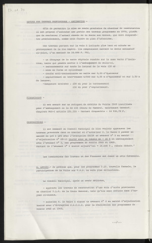 Voirie, création d'une voie d'accès provisoire au chantier P.L.R. quartier de la Croix Mercier.