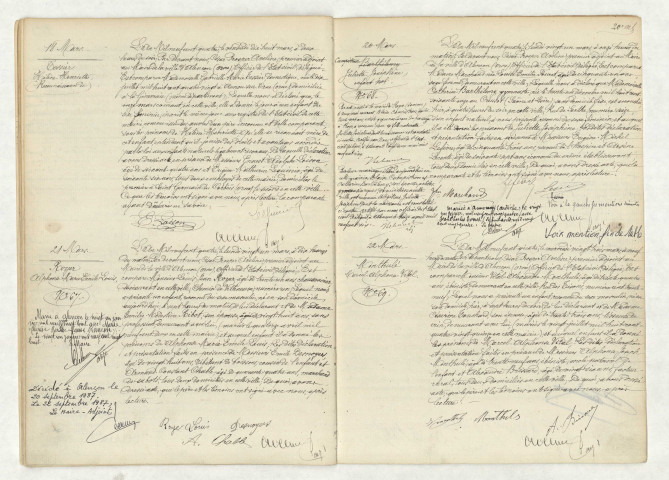 Reconnaissance de TESSIER Hélène Henriette (18 mars 1904),acte de naissance de ROYER Alphonse Marie Emile Louis (21 mars 1904),acte de naissance de CAMPISTRON Juliette Joséphine (20 mars 1904),acte de naissance de MONTHULE Marcel Alphonse Vital (22 mars 1904).