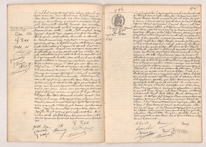 Acte de mariage de PETIT Victor Joseph Marie et OGER Charlotte Fernande (25 novembre 1910), Acte de mariage de BERCERON DIT NORMAND Jules Georges et TOUCHE Angèle Irma Victoire (26 novembre 1910).
