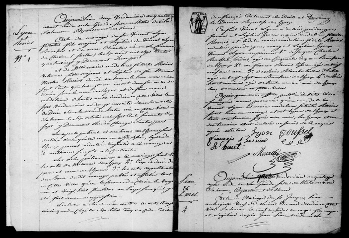Registre des actes de mariage et divorce (24 septembre 1805-16 décembre 1806).