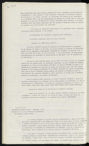 S.E.M.I.A.V.A. rénovation centre-ville, bâtiment 3 bis convention de garantie d'un emprunt à long terme de 1 million. S.E.M.I.A.V.A. Rénovation centre-ville, bâtiment 3 bis, avenant n°1 à la convention de garantie de crédit à court terme.
