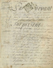 Contrat de vente entre le Sieur Mathieu Frédéric Allix et Jean Desroches, d'une partie de la maison sise 45-47 rue Cazault (15 mars 1780) (2 exemplaires).