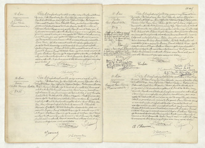 Reconnaissance de TESSIER Marie Louise (14 mars 1905),acte de naissance de JEANNE Charlotte Françoise Mathilde (14 mars 1905),acte de naissance de COCHON Louis Marcel André (15 mars 1905),reconnaissance de CHAUVIN Marguerite Marie Léoncia (17 mars 1905).