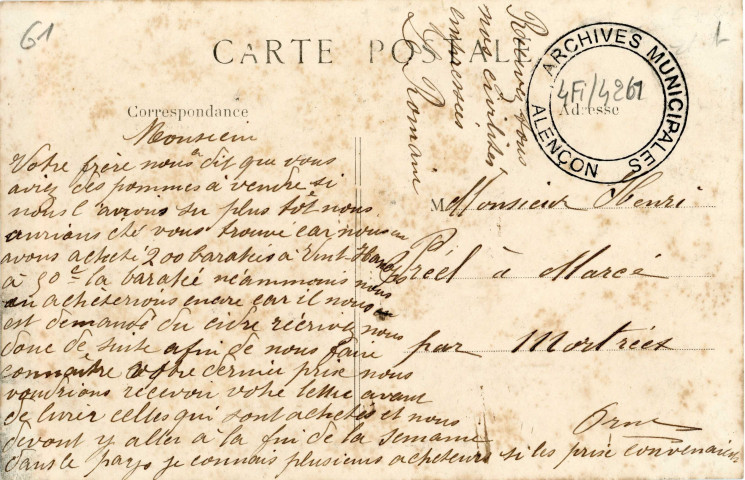 Saint-Didier-sous-Ecouves (Orne), la maison Romain, carte postale ancienne noir et blanc, éditeur Romain, (Date d'utilisation : 29 janvier 1915), (14x9), AMA.