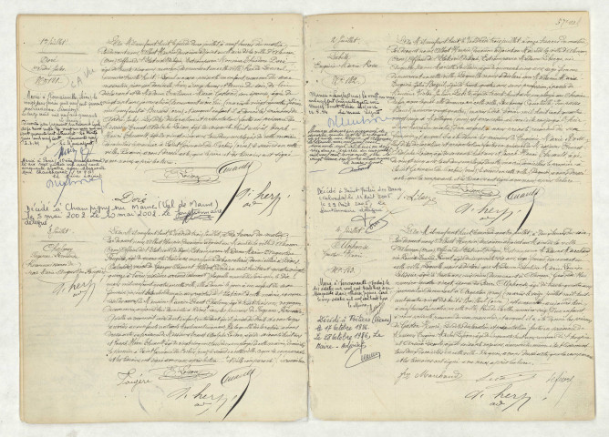 Acte de naissance de DORE André Jules (1er juillet 1908),reconnaissance de CHALMEY Suzanne Fernande (3 juillet 1908),acte de naissance de LABITE Eugénie Marie Rosa (2 juillet 1908),acte de naissance de ALPHONSE Gaston Henri (4 juillet 1908).