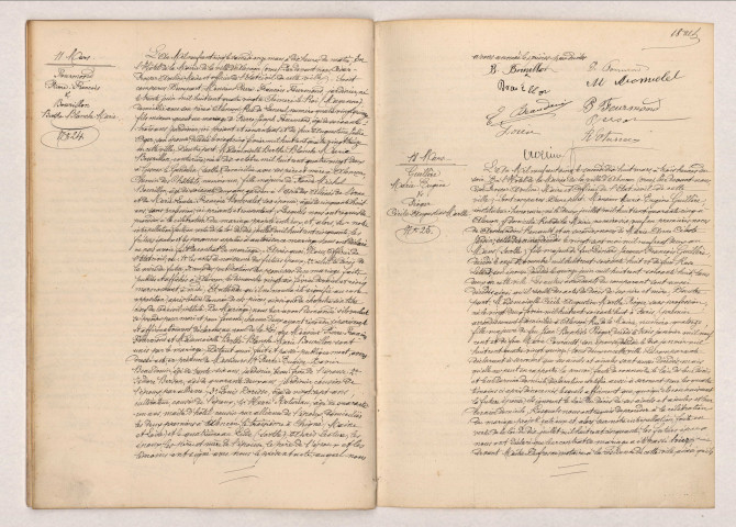 Acte de mariage de FOURMOND Pierre François et BOURILLON Berthe Blanche Marie (11 mars 1905), acte de mariage de GUILLERE Marie Eugène et PIOGER Cécile Augustine Marthe (18 mars 1905),